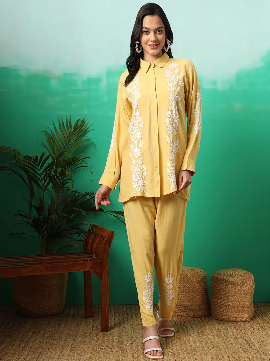 

The Chikan Label Women Co-Ords, Yellow