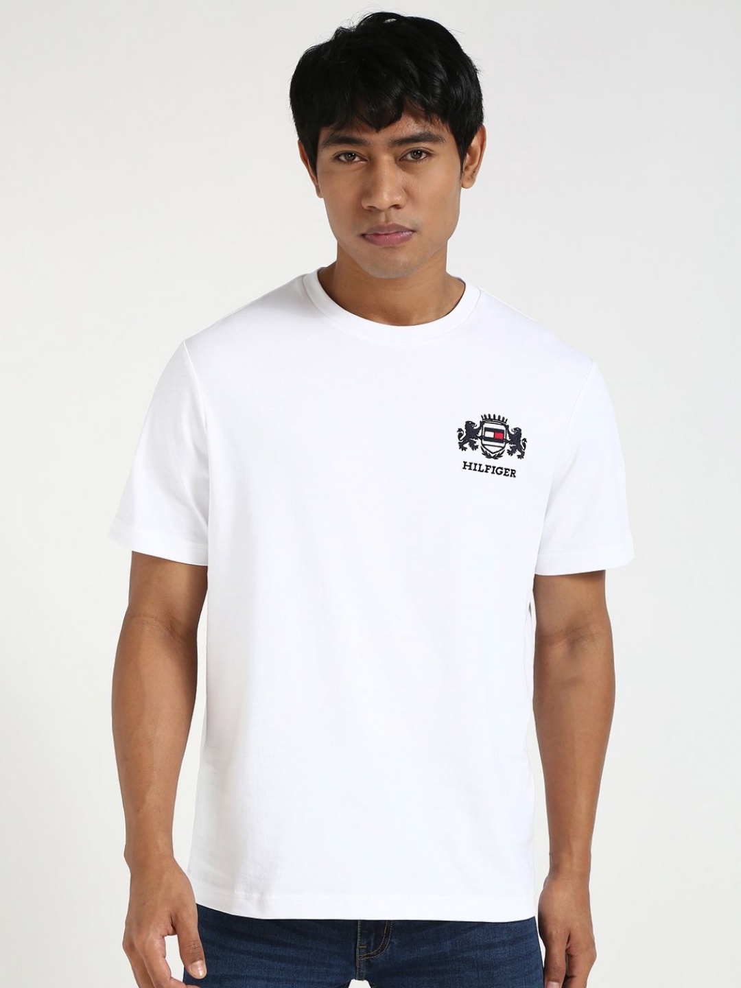 

Tommy Hilfiger Men Graphic Printed Round Neck Cotton T-shirt, White