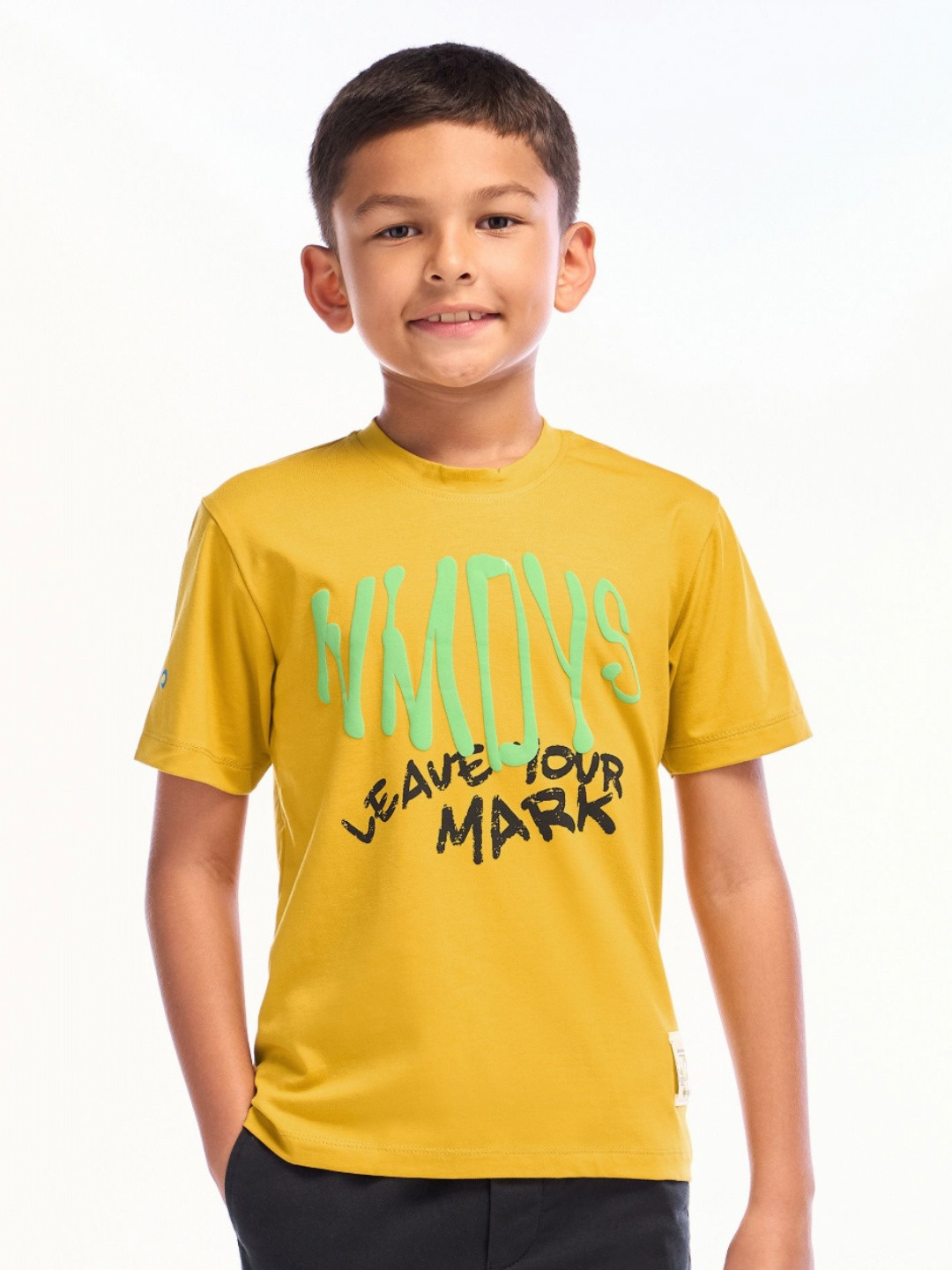 

NO MONDAYS Boys Typography Printed T-shirt, Mustard