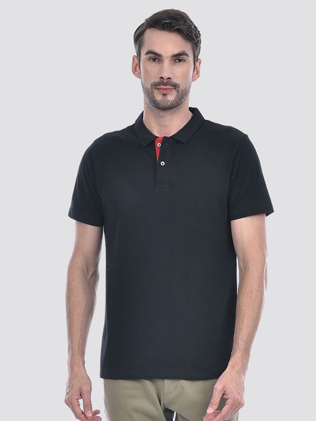 

FYLTR Men Polo Collar Pockets T-shirt, Black