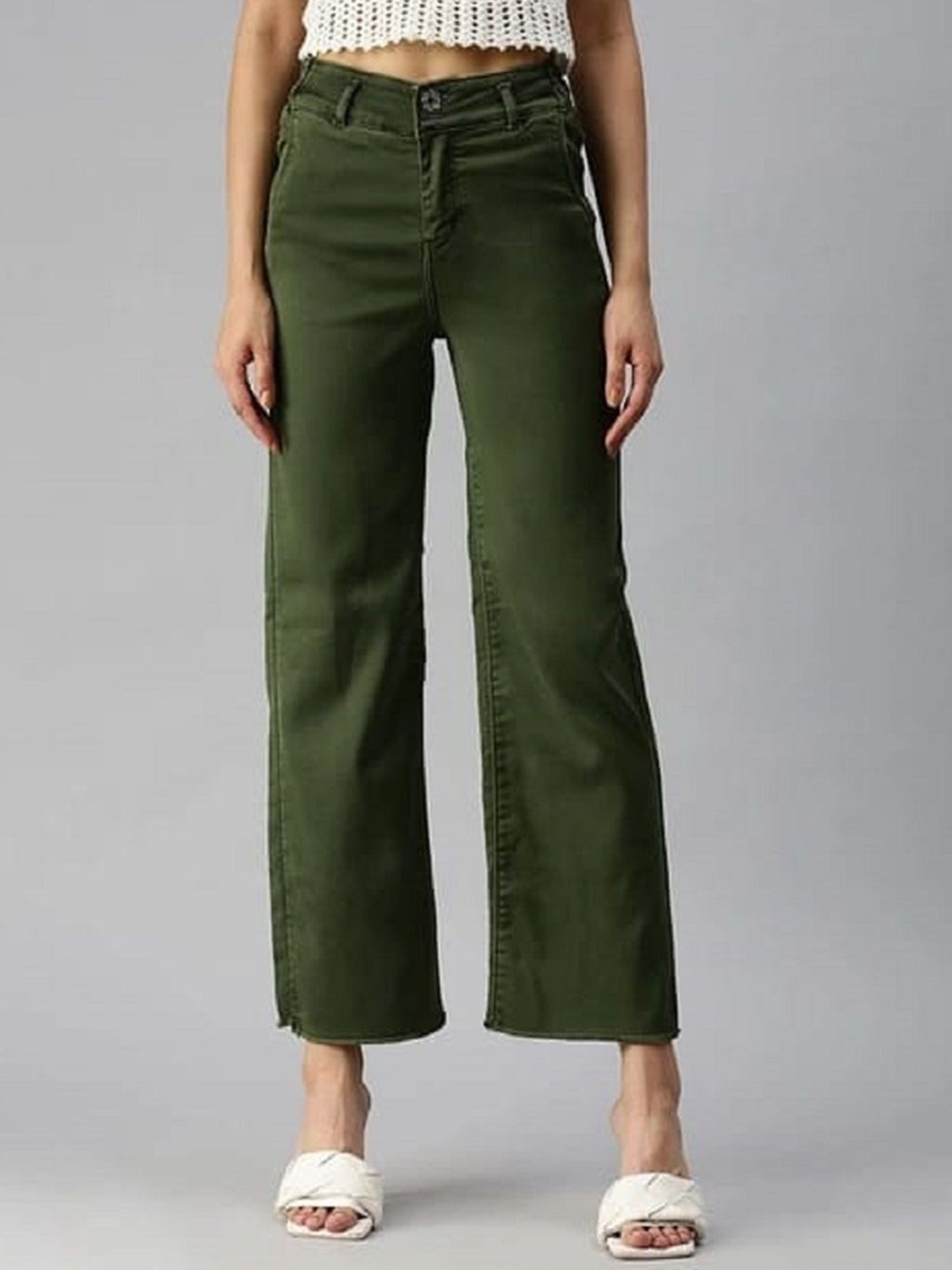 

Perfect Outlet Women Straight Fit High-Rise Stretchable Jeans, Olive