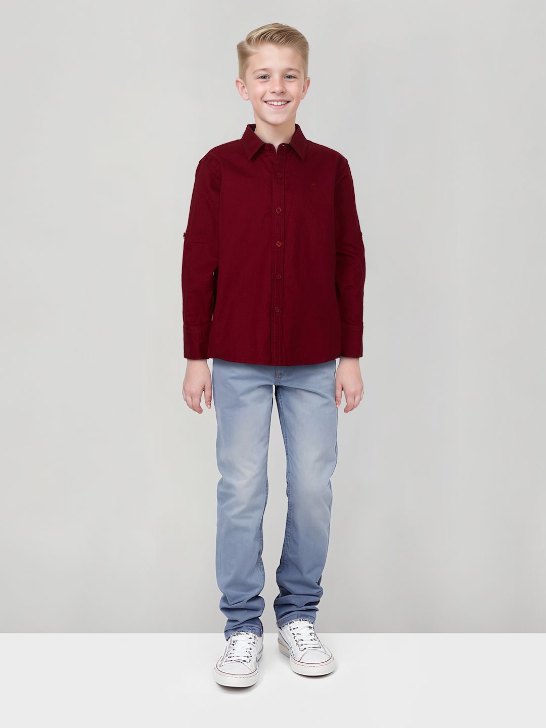 

Gini and Jony Boys Standard Opaque Casual Shirt, Red