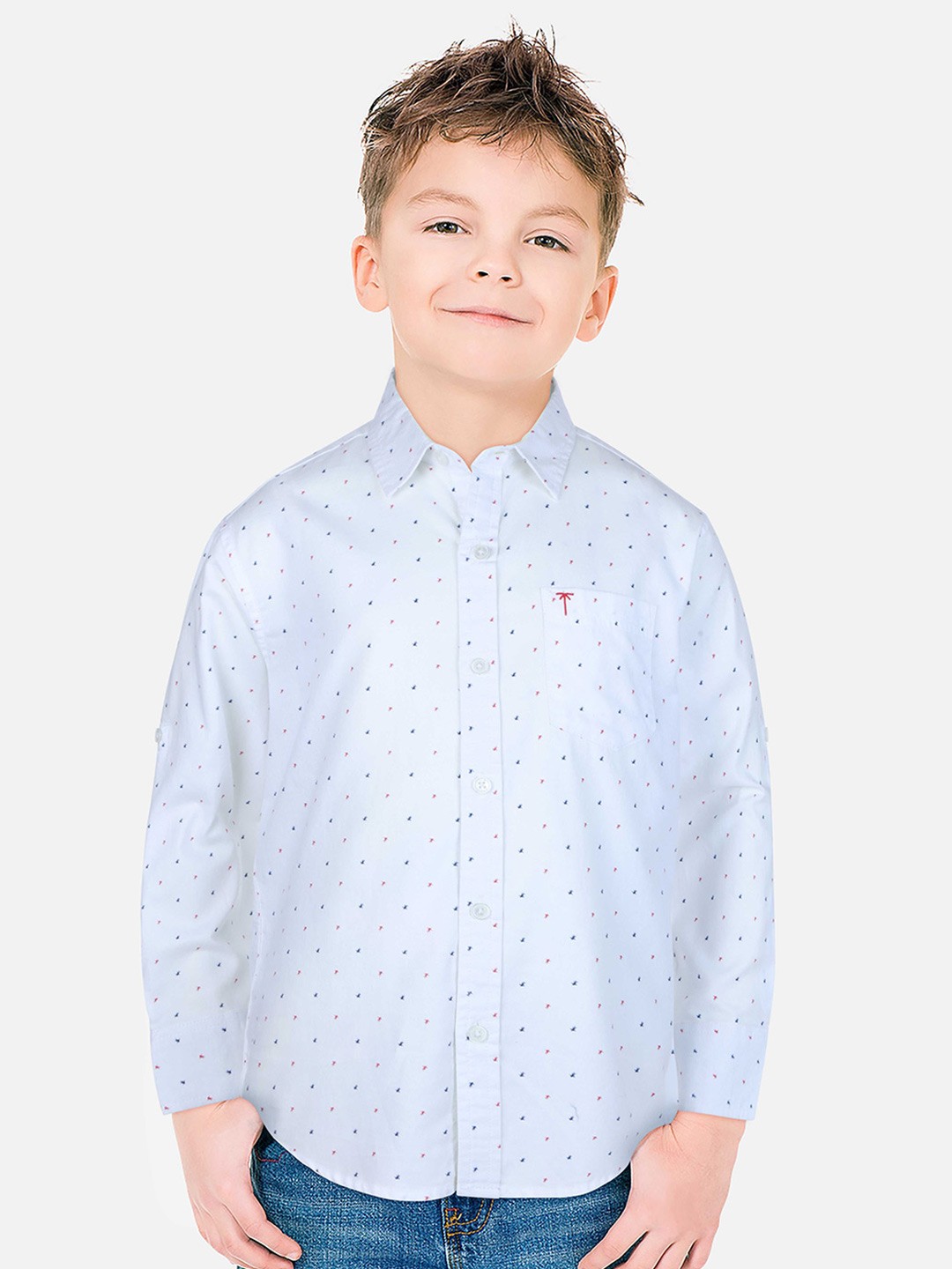 

Palm Tree Boys Standard Opaque Printed Casual Shirt, White