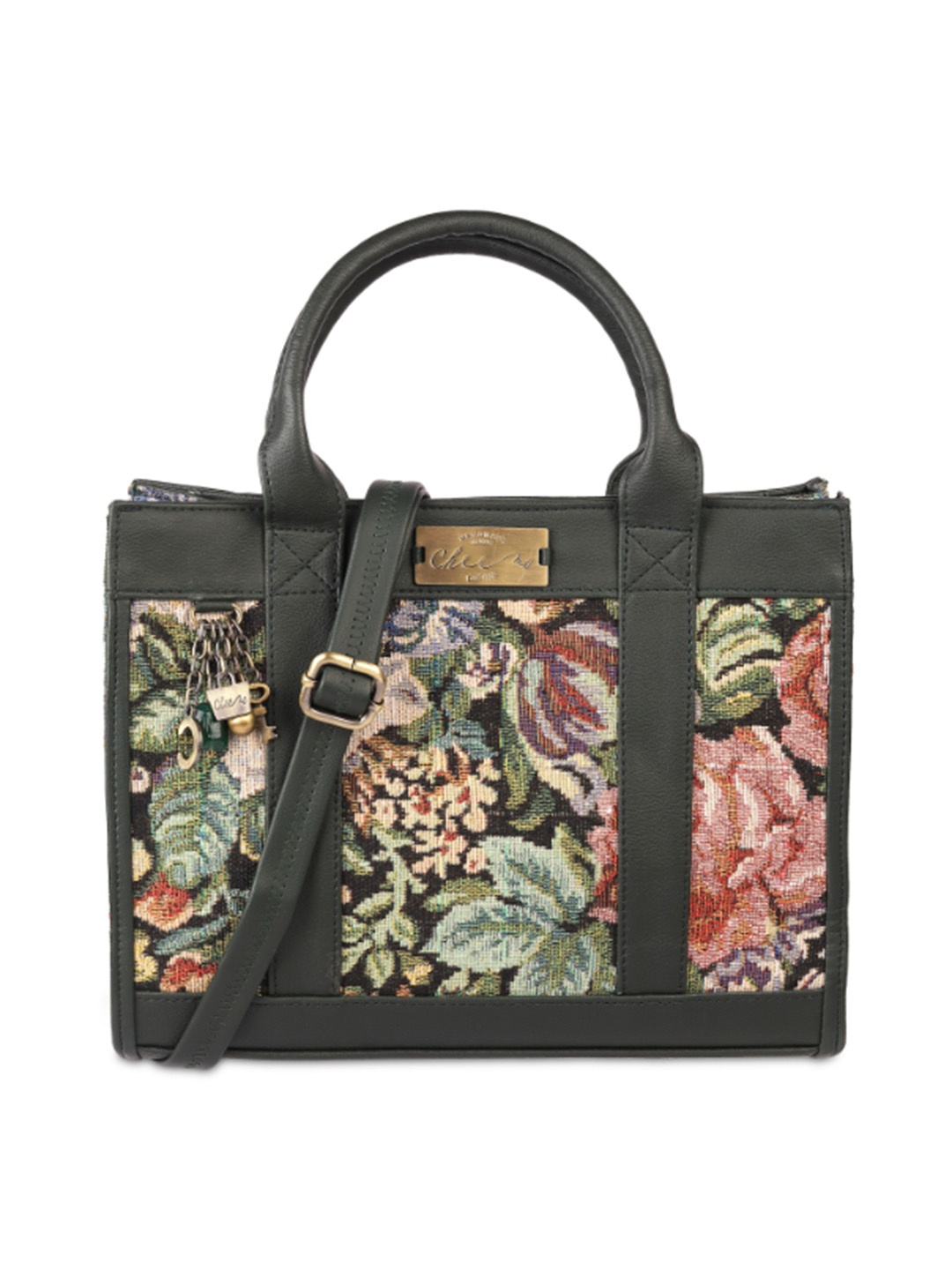 

Cheemo Floral Textured Structured Satchel, Multi