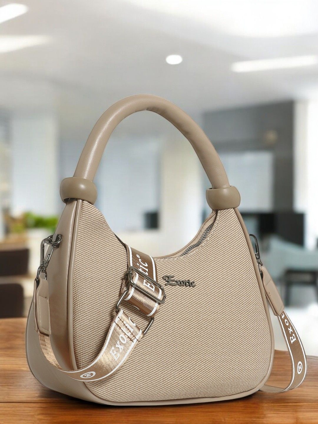 

Exotic Textured Shopper Sling Bag, Tan