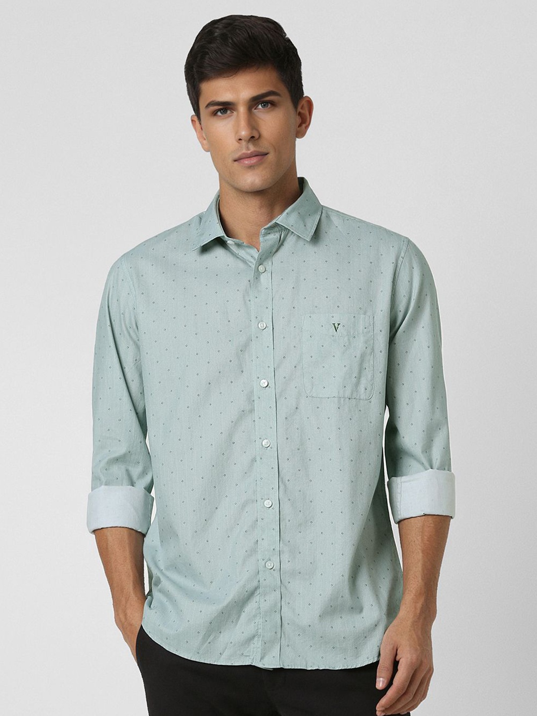 

Van Heusen Sport Men Slim Fit Opaque Printed Casual Shirt, Green