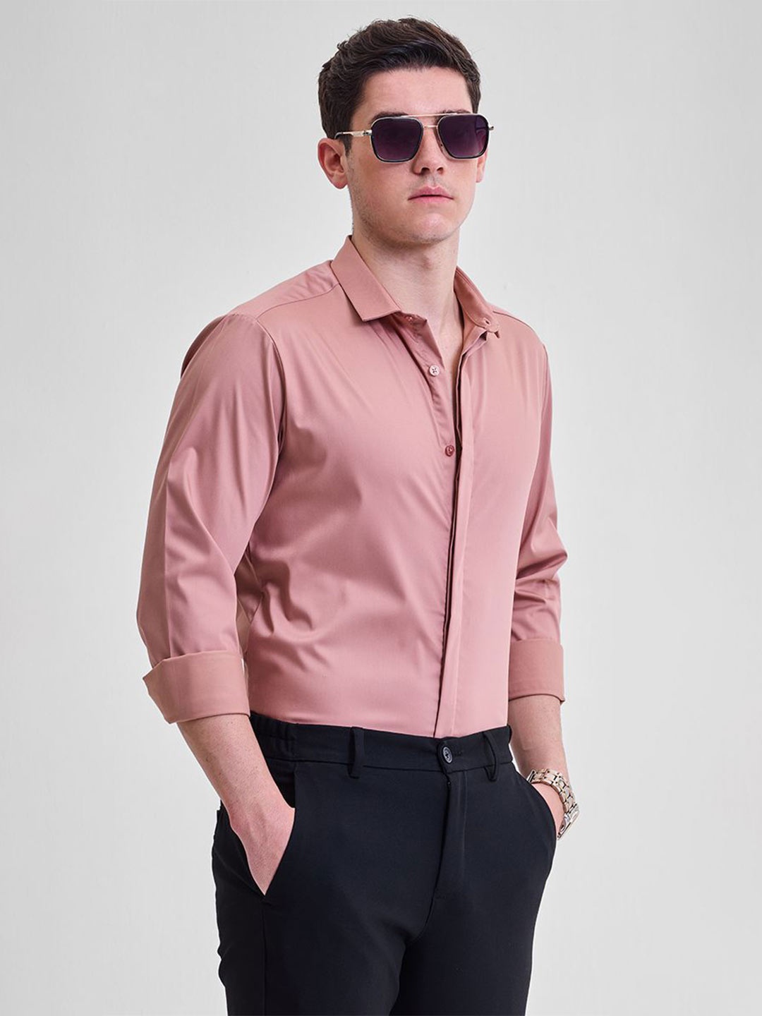 

Snitch Men Smart Slim Fit Opaque Formal Shirt, Pink