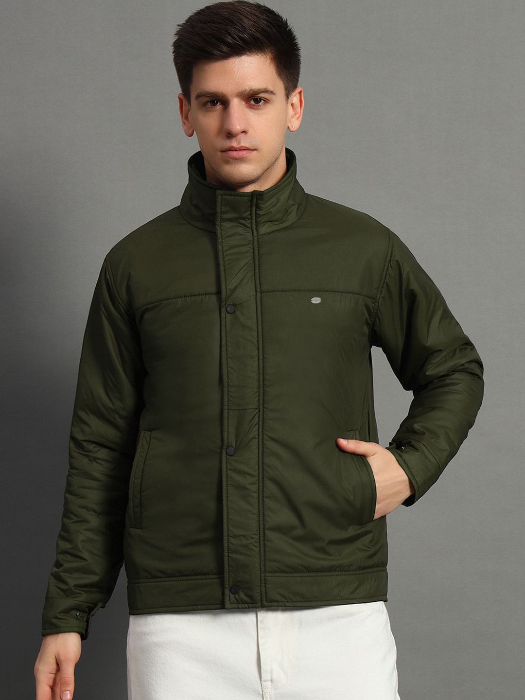 

GET GOLF Men Polyester Lightweight Quilted Jacket, Olive