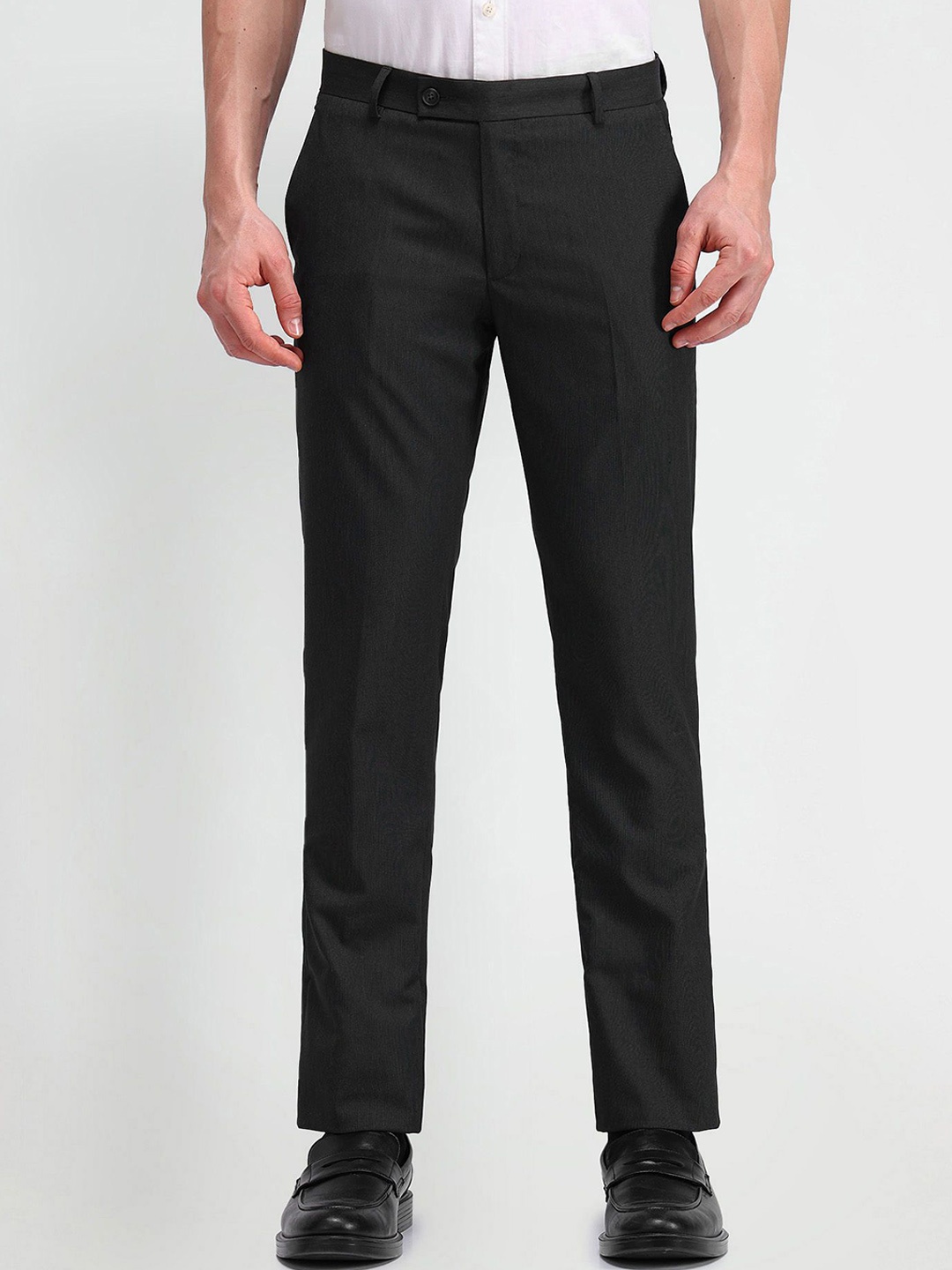 

Arrow Men Tapered Fit Mid-Rise Formal Trousers, Black