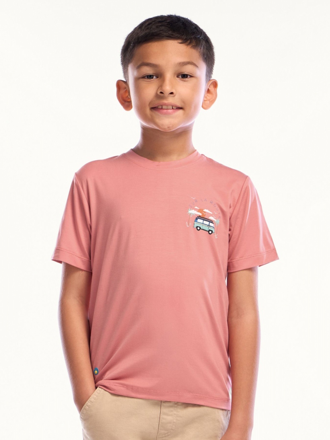 

NO MONDAYS Boys Printed Applique T-shirt, Pink