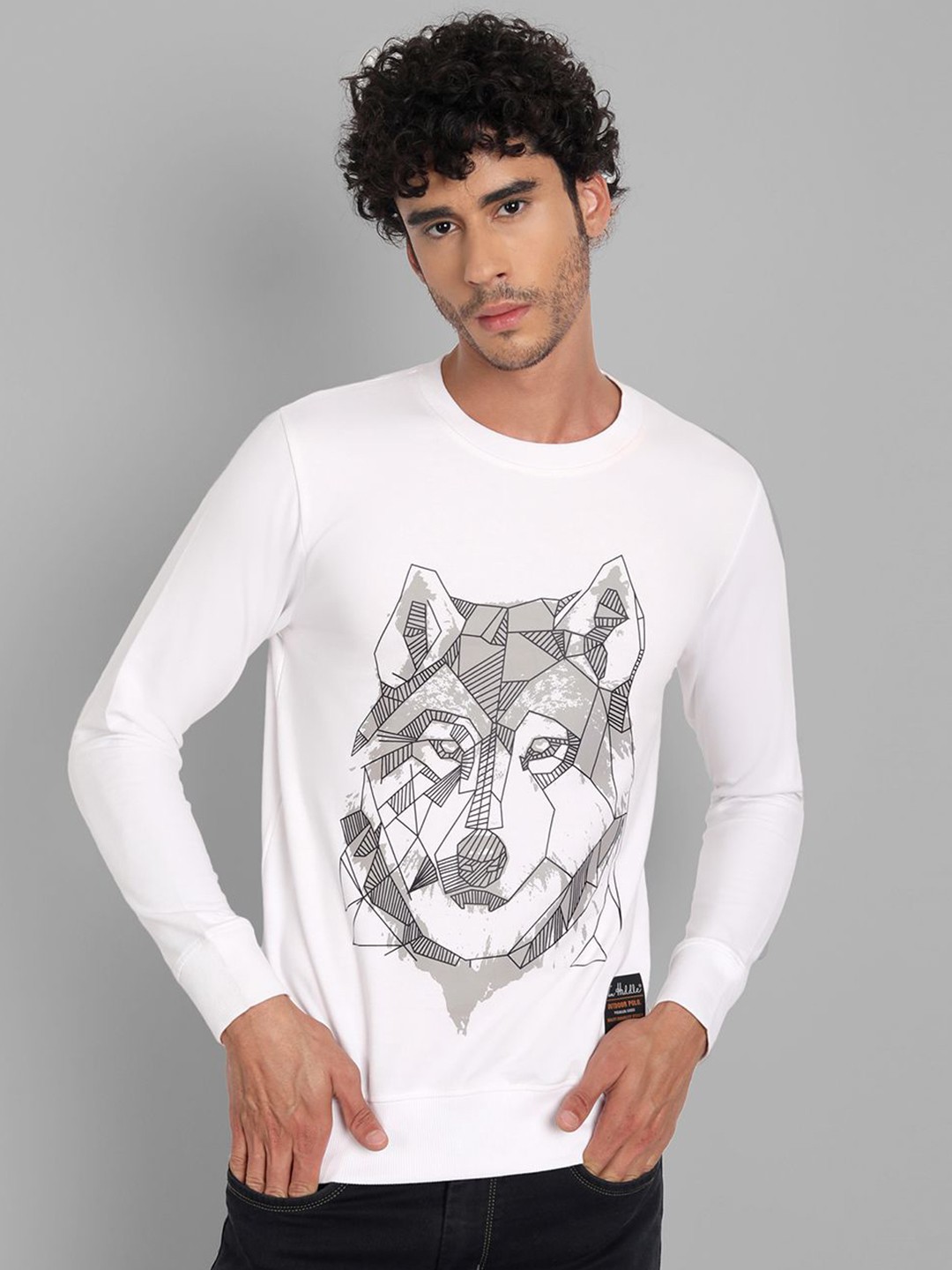 

TOMHIDDLE Men Printed Long Sleeves Pullover Sweatshirt, White
