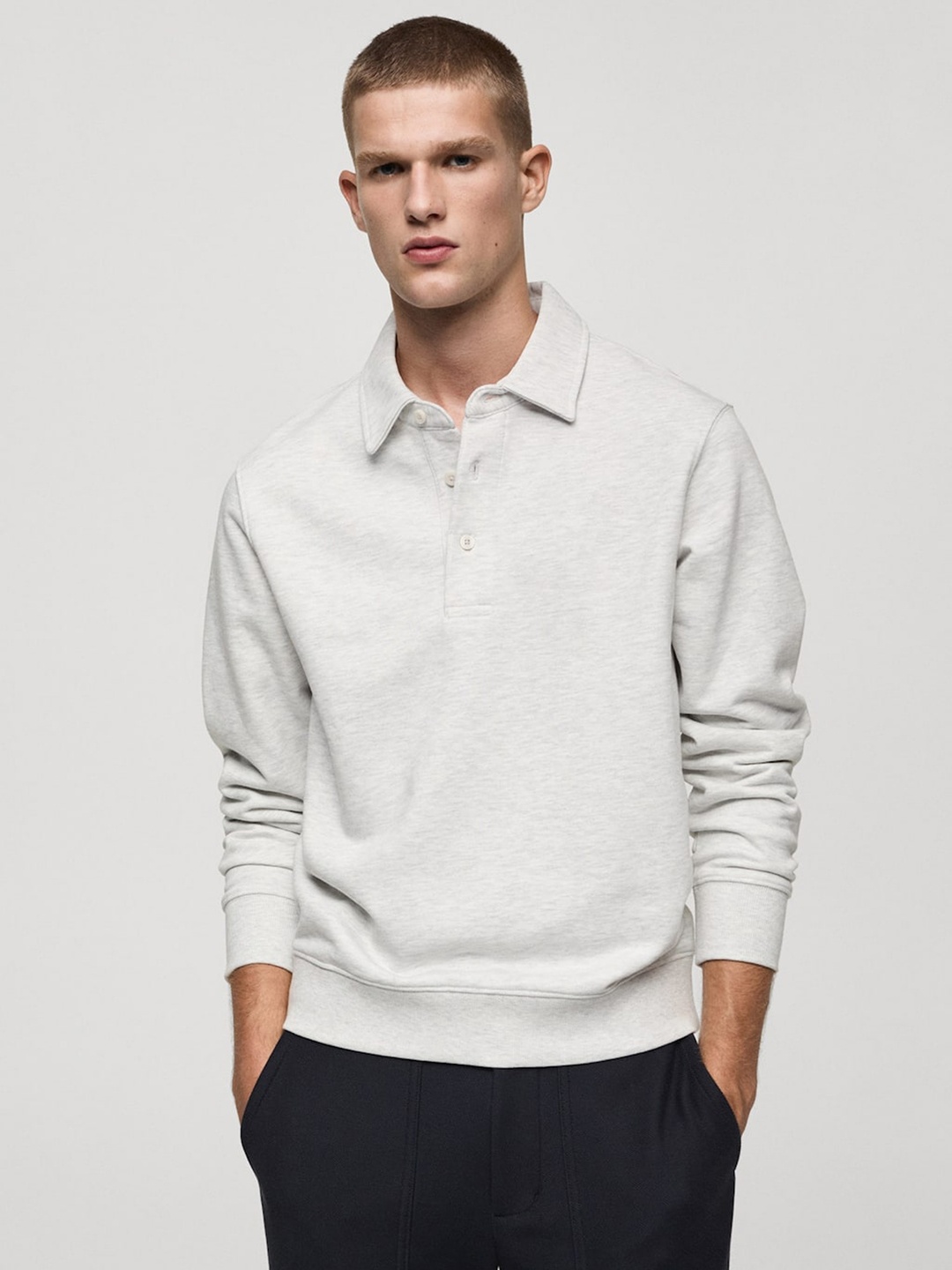 

MANGO MAN Pure Cotton Sweatshirt, Grey melange