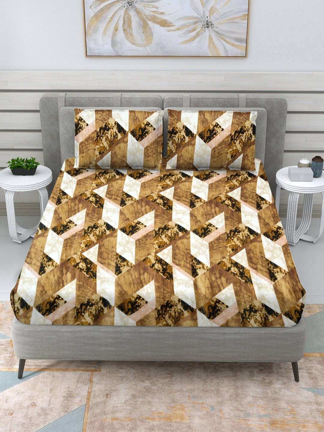 

Myntra Elegant Homes RR Creations Brown 300 TC Woollen Queen Bedsheet Set 2.54 m x 2.28 m