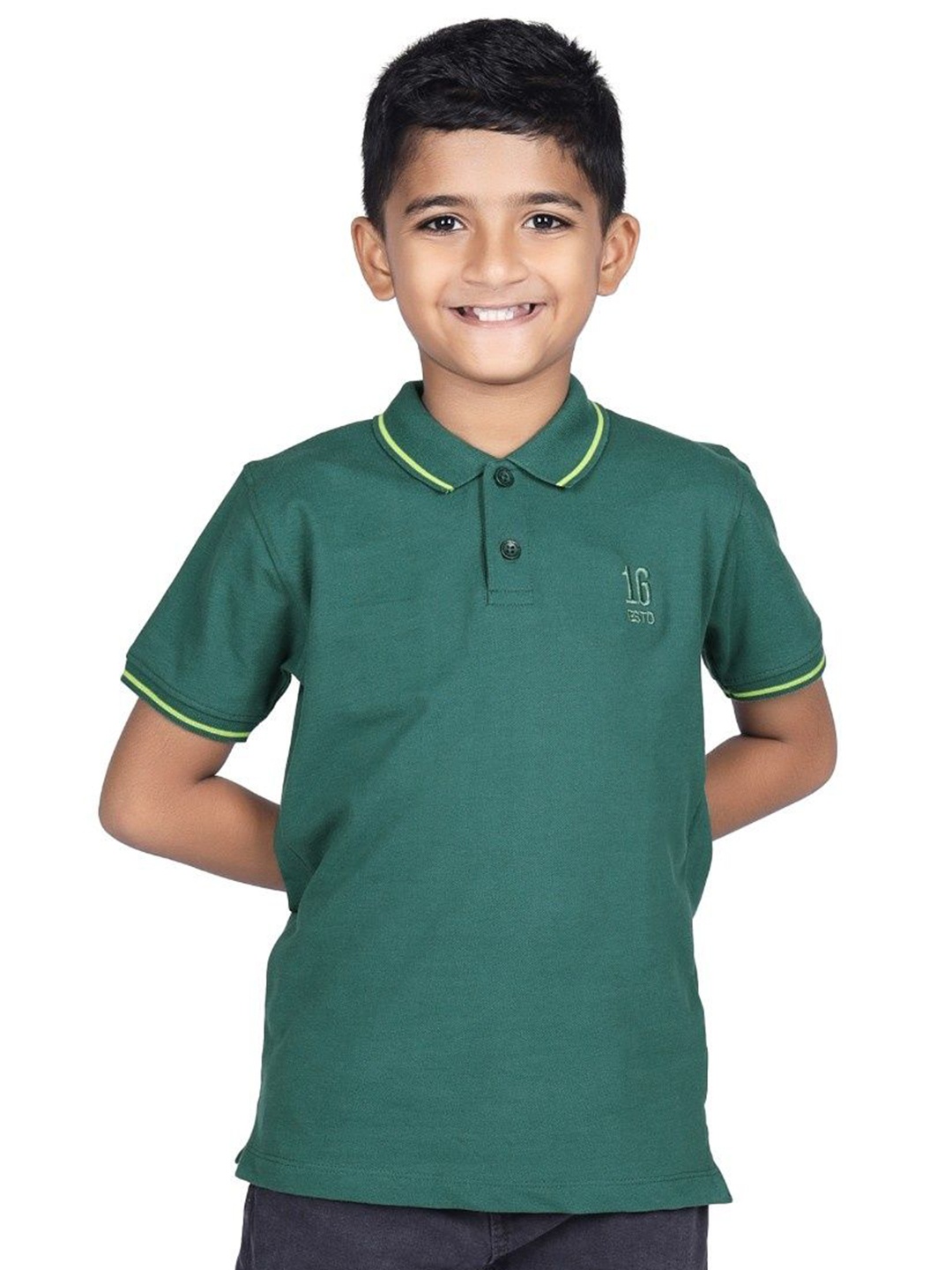 

CRAZYPENGUIN ELITE Boys Polo Collar T-shirt, Green