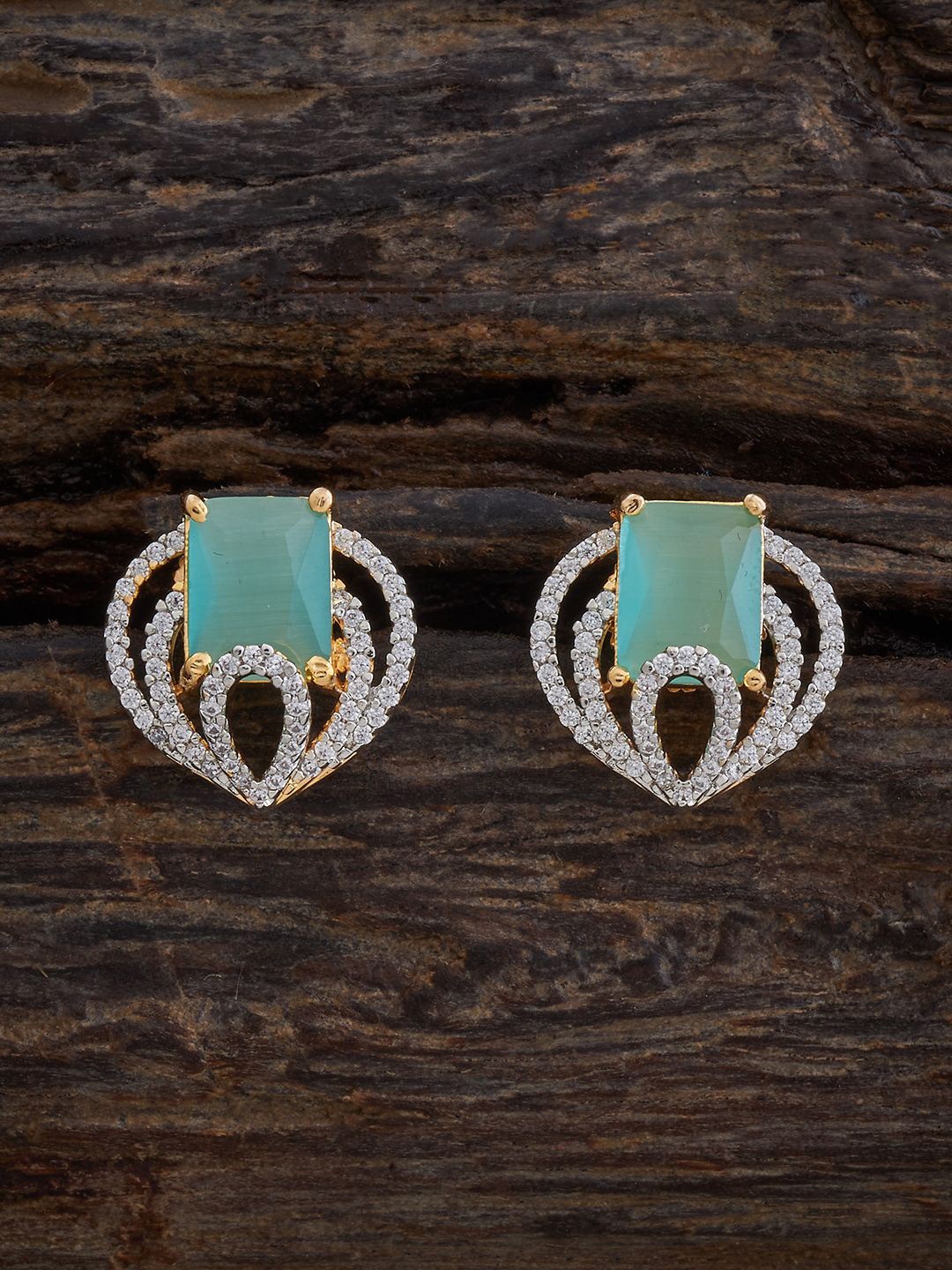 

Kushal's Fashion Jewellery Rhodium-Plated Teardrop Shaped Zircon Studs, Silver