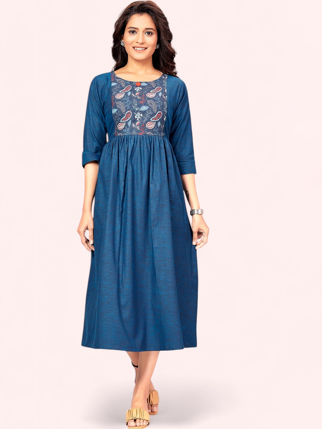 

RITIJYA Women Printed Floral Maternity Anarkali Kurta, Blue