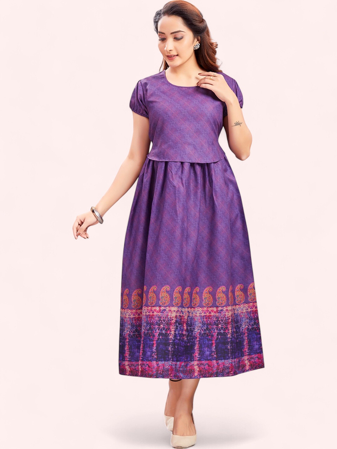 

RITIJYA Women Floral Printed Floral Maternity Anarkali Kurta, Purple
