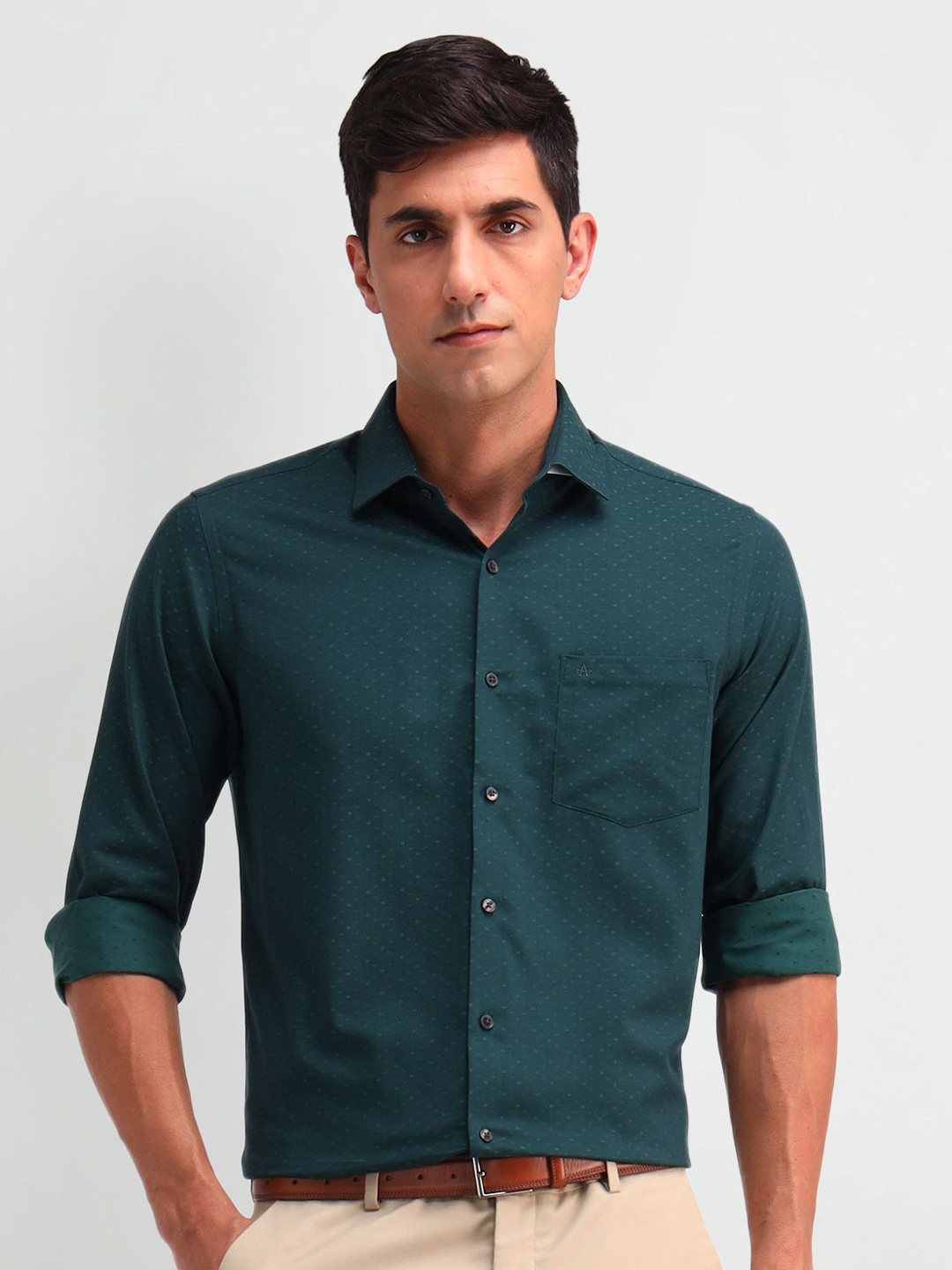 

Arrow Men Smart Slim Fit Opaque Formal Shirt, Green