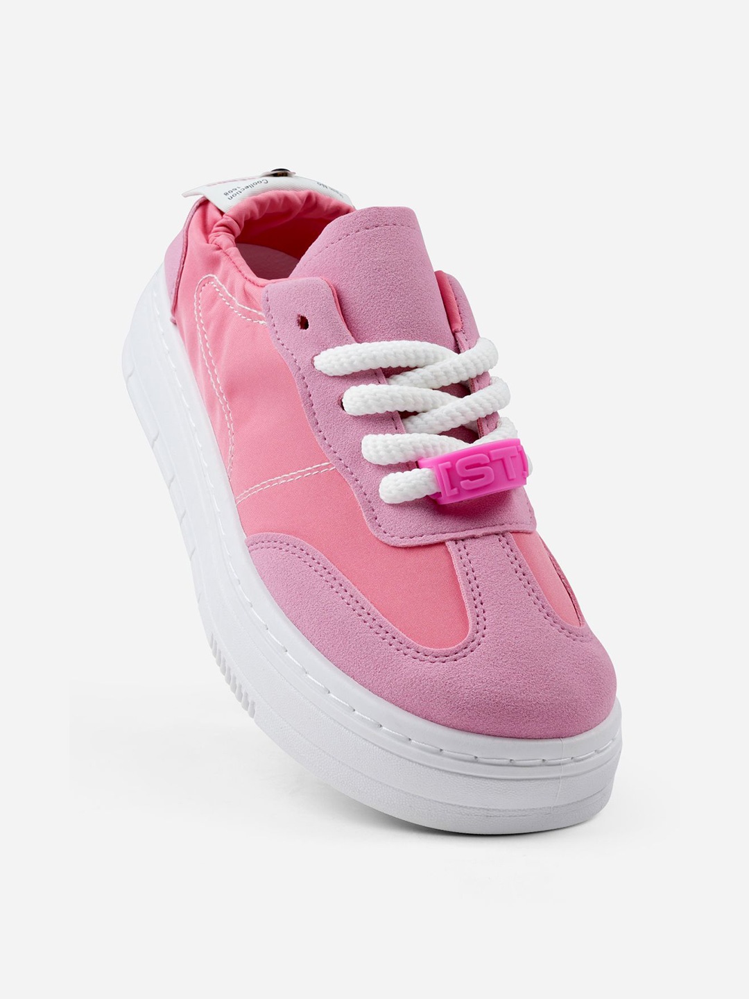 

Solethreads Women Colourblocked Lace-Ups PU Sneakers, Pink