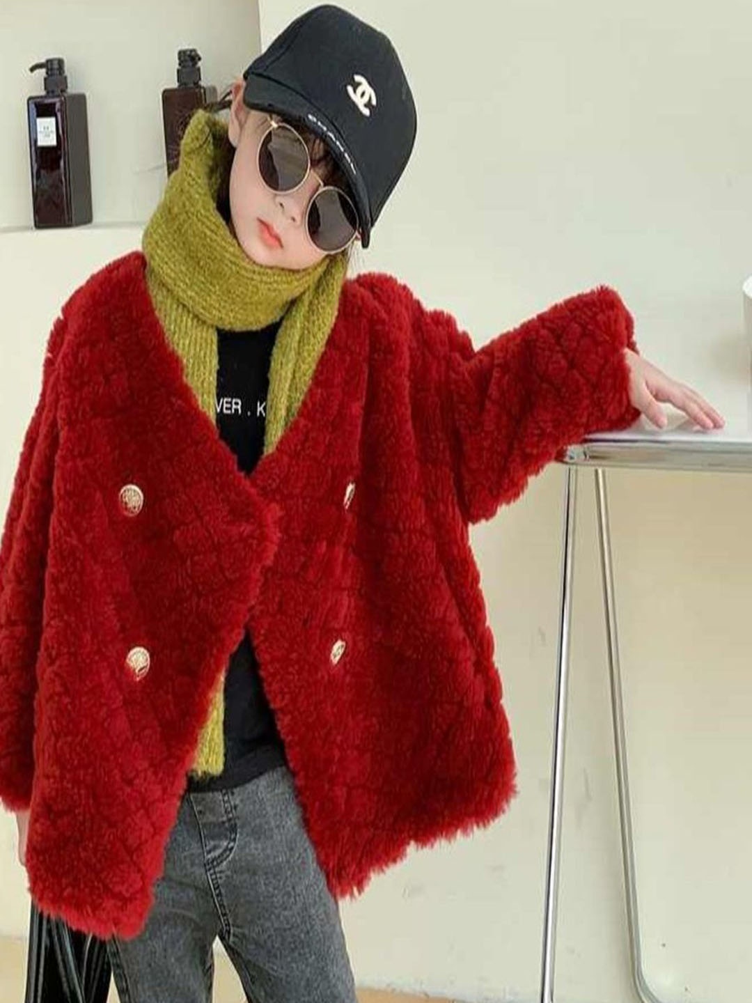 

Xsole Kids Shawl Collar Winter Overcoat, Red