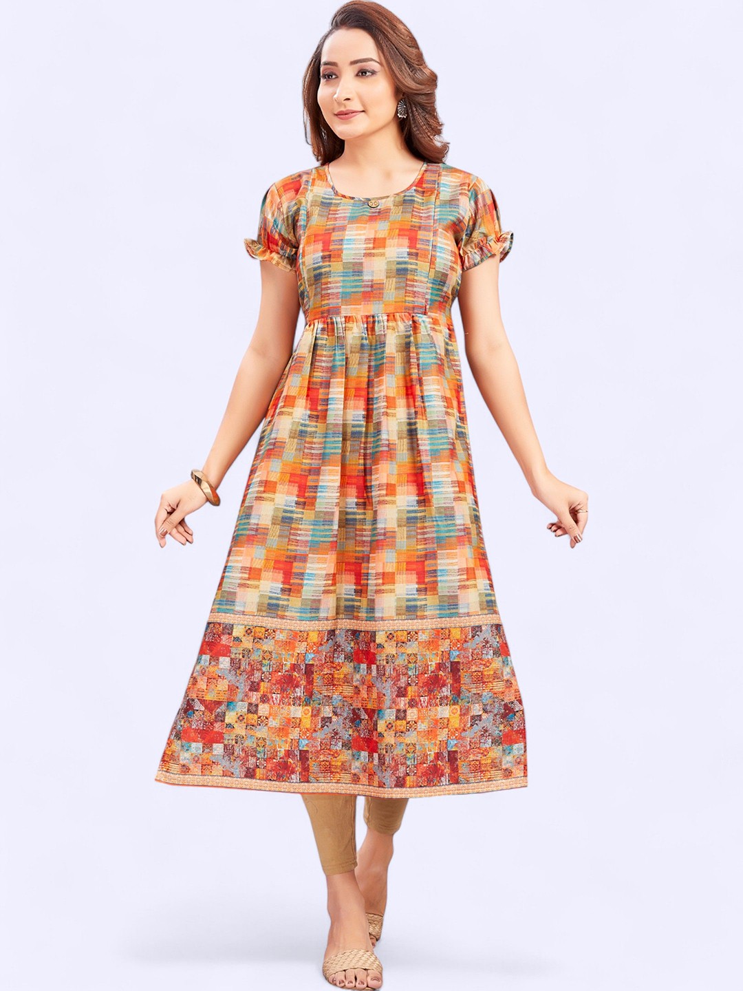 

RITIJYA Women Floral Printed Floral Maternity Kurta, Beige