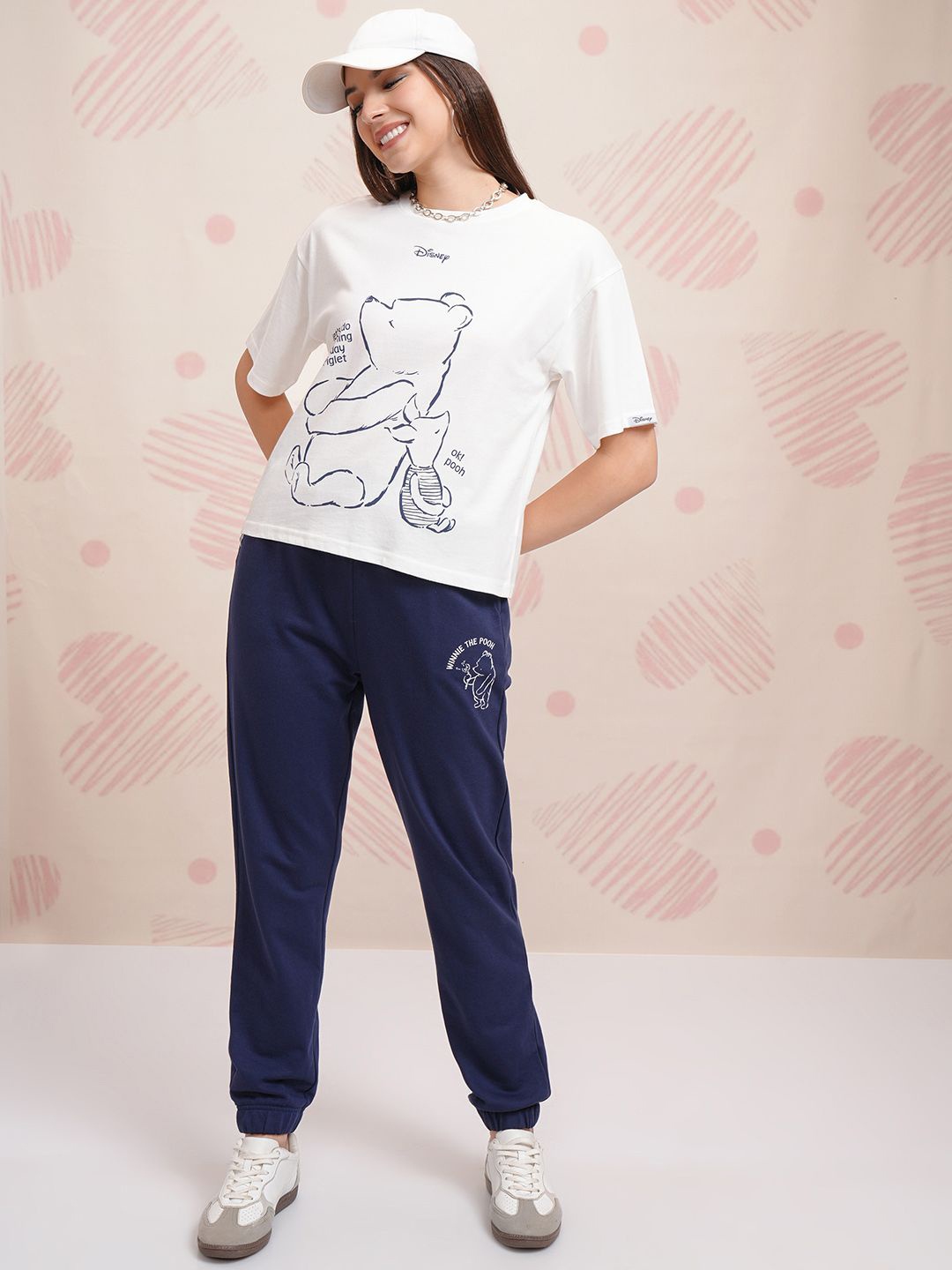 

Tokyo Talkies White Disney Winnie The Pooh Printed Pure Cotton T-Shirt With Jogger