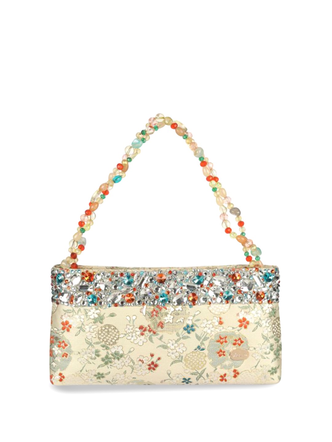 

Cheemo Floral Embellished Structured Shoulder Bag, Off white