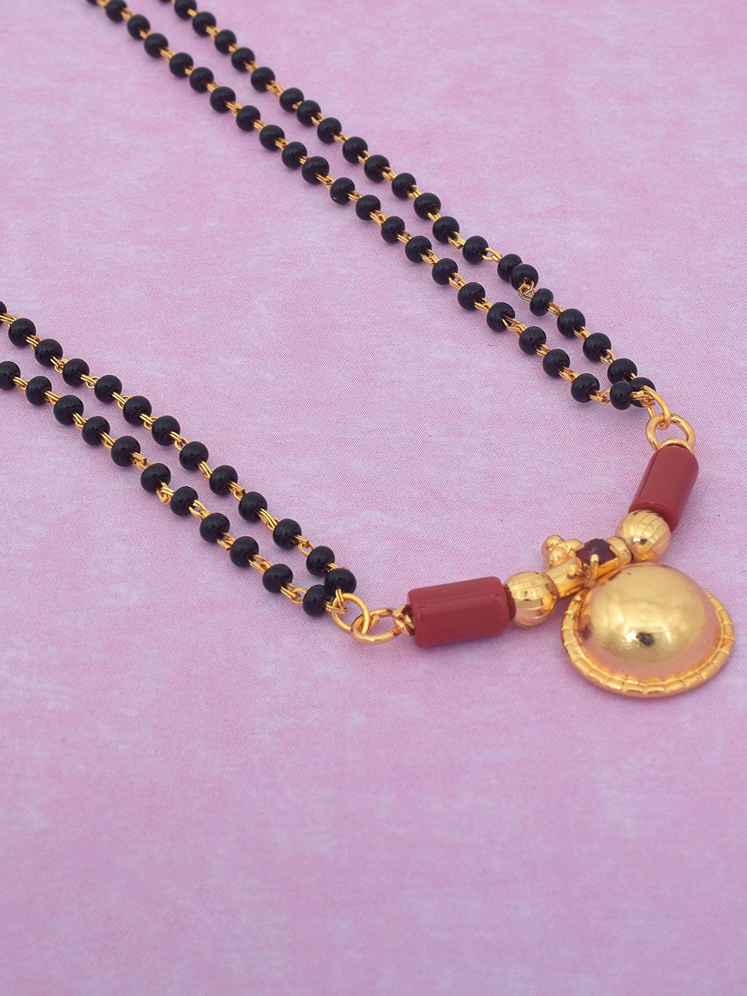 

MEMOIR Gold-Plated Single Vati CZ Studded Mangalsutra