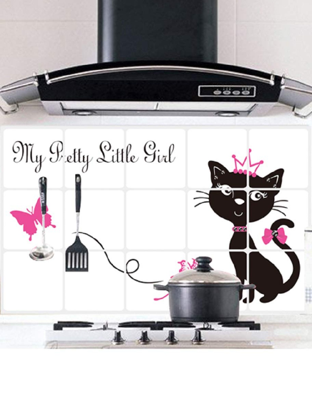 

Asian royal Black & Pink Printed Waterproof Wall Sticker