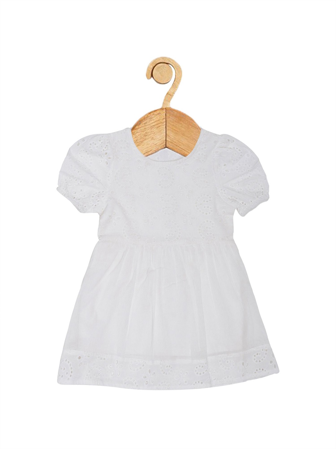 

Creative Kids Girls Cotton Schiffli Fit & Flare Mini Dress, White