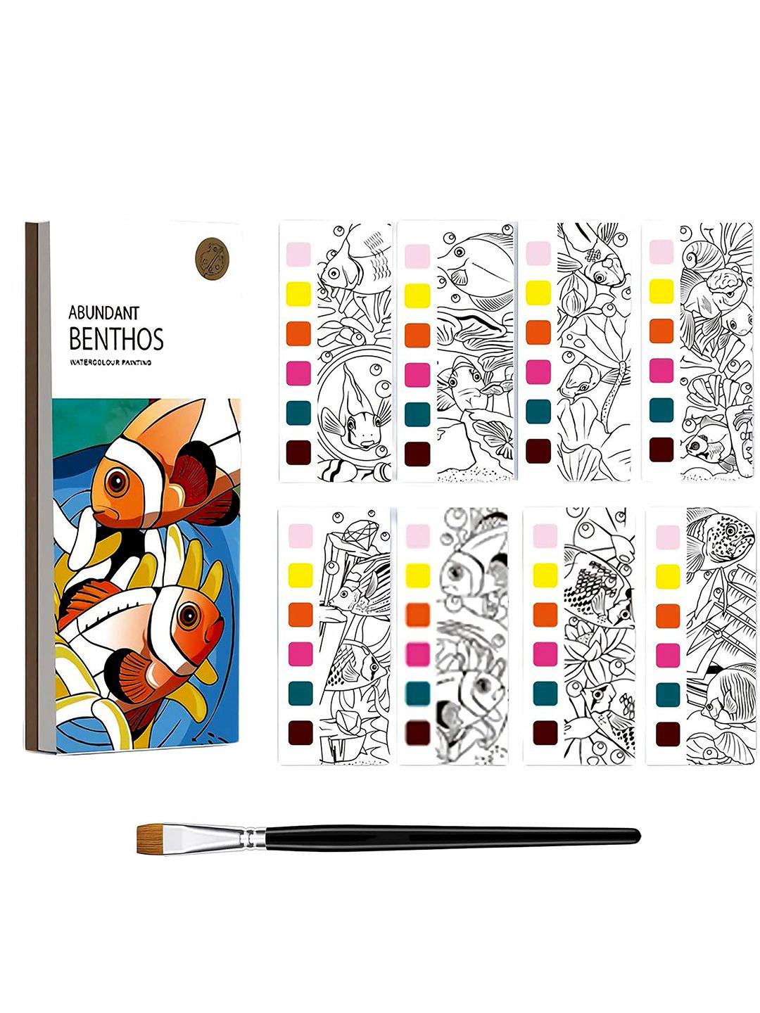 

Kidology Kids 20 Piece Fish Watercolour Drawing Book with Painting Brush, White