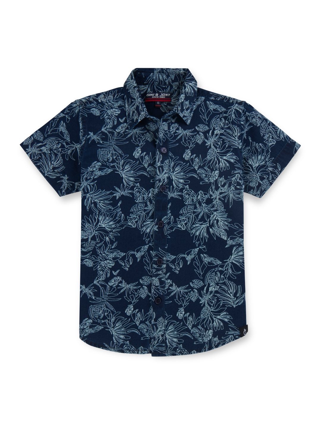 

Gini and Jony Boys Standard Floral Opaque Printed Casual Shirt, Navy blue