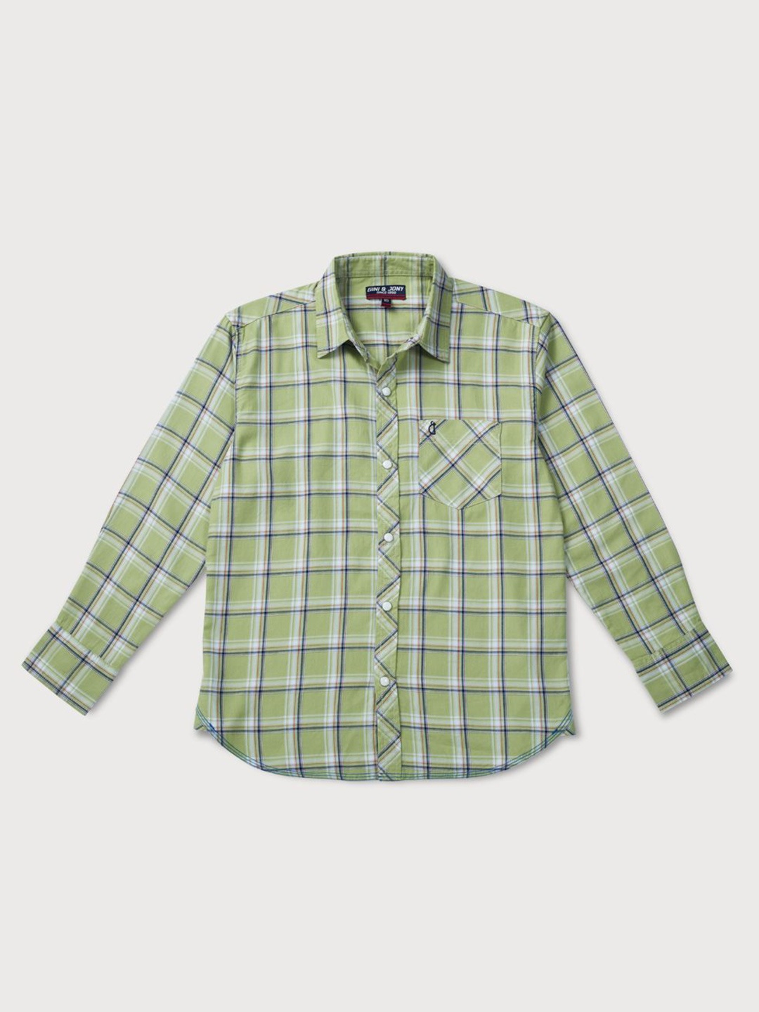 

Gini and Jony Boys Standard Opaque Checked Casual Shirt, Green