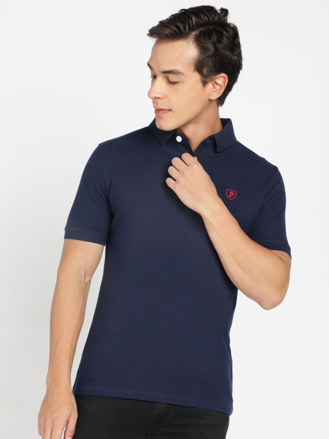 

Provogue Men Polo Collar Pockets Slim Fit T-shirt, Navy blue