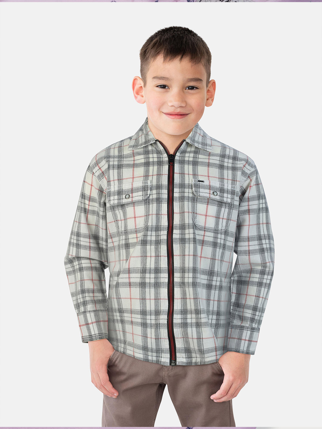 

Gini and Jony Boys Standard Tartan Checks Opaque Checked Casual Shirt, White