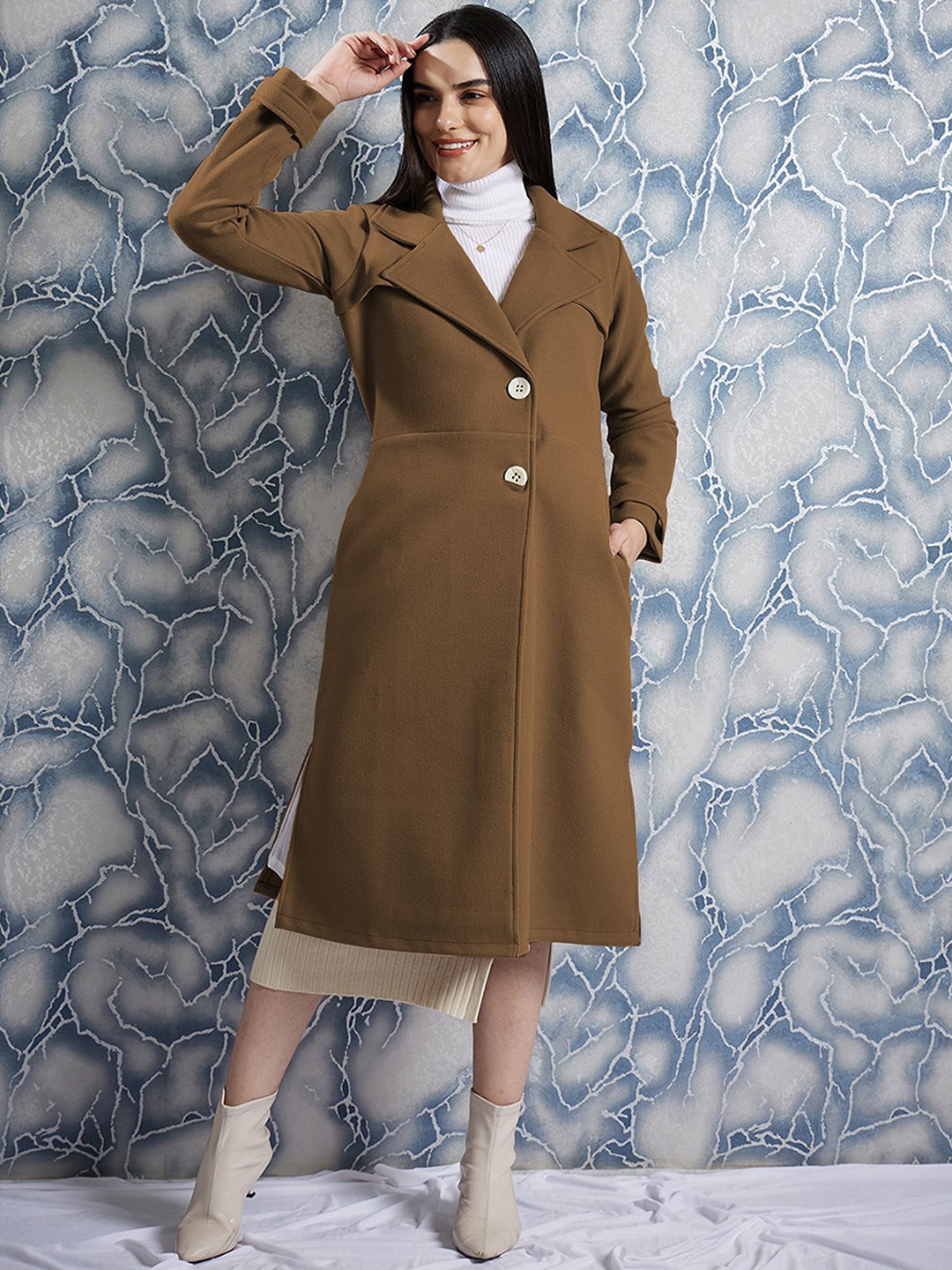 

Athena Women Single-Breasted Trench Coat, Camel brown