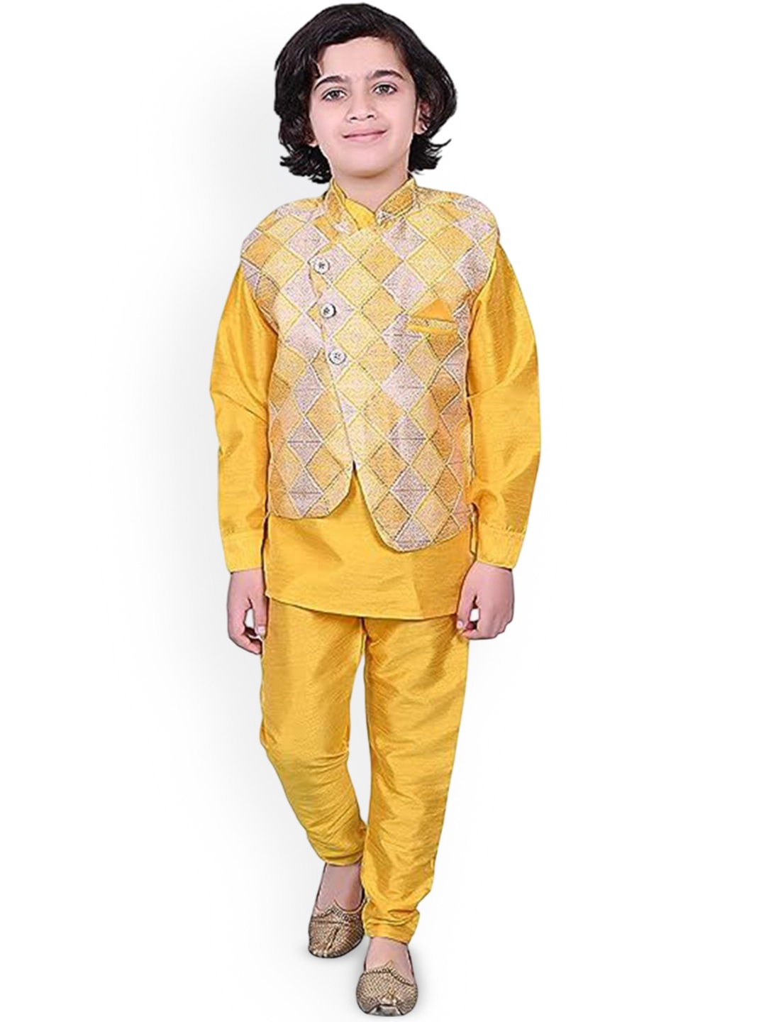 

Little Needle Boys Regular Kurta with Pyjamas, Yellow