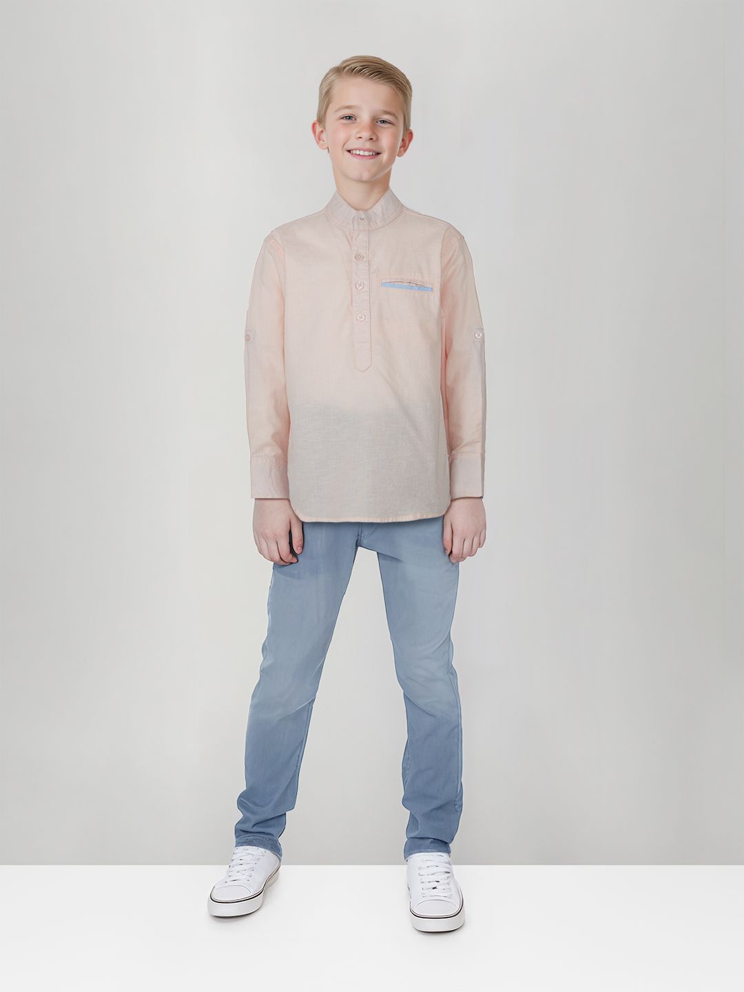 

Gini and Jony Boys Standard Opaque Casual Shirt, Peach
