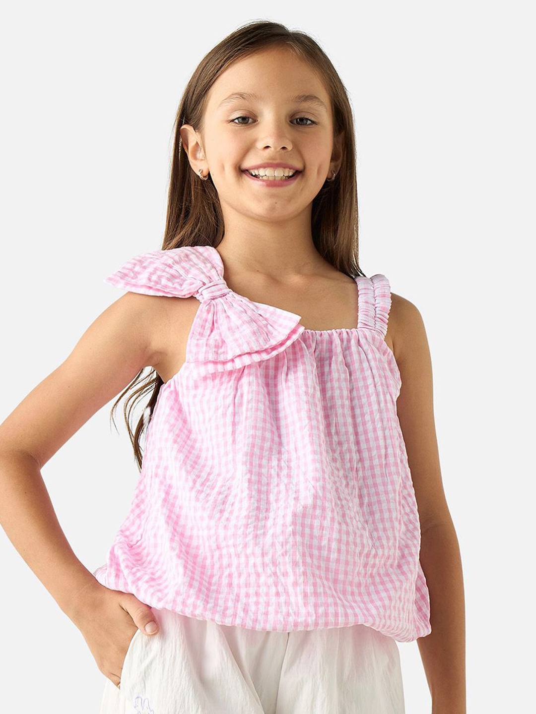 

Juniors by Babyshop Girls Opaque Checked Casual Shirt, Pink