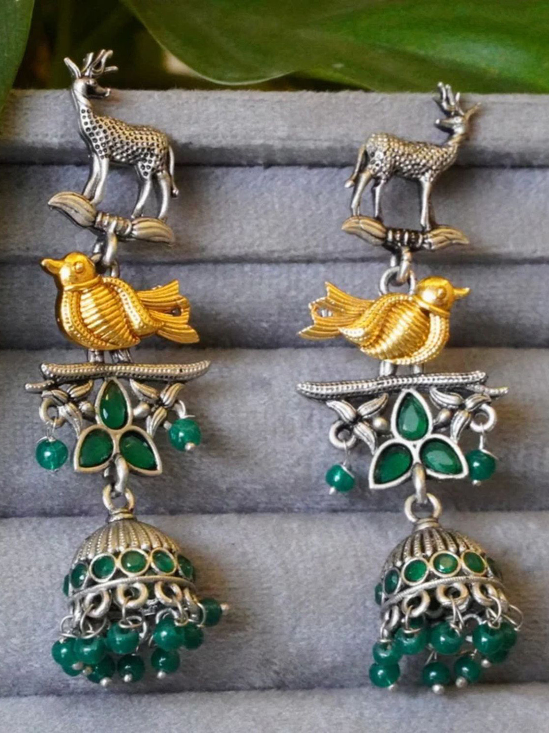 

inc63-for elites Contemporary Jhumkas Earrings, Green