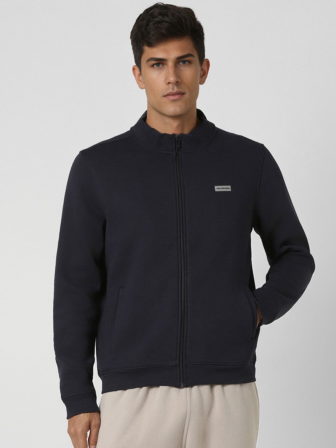 

Van Heusen Flex Men Open Front Jacket, Grey