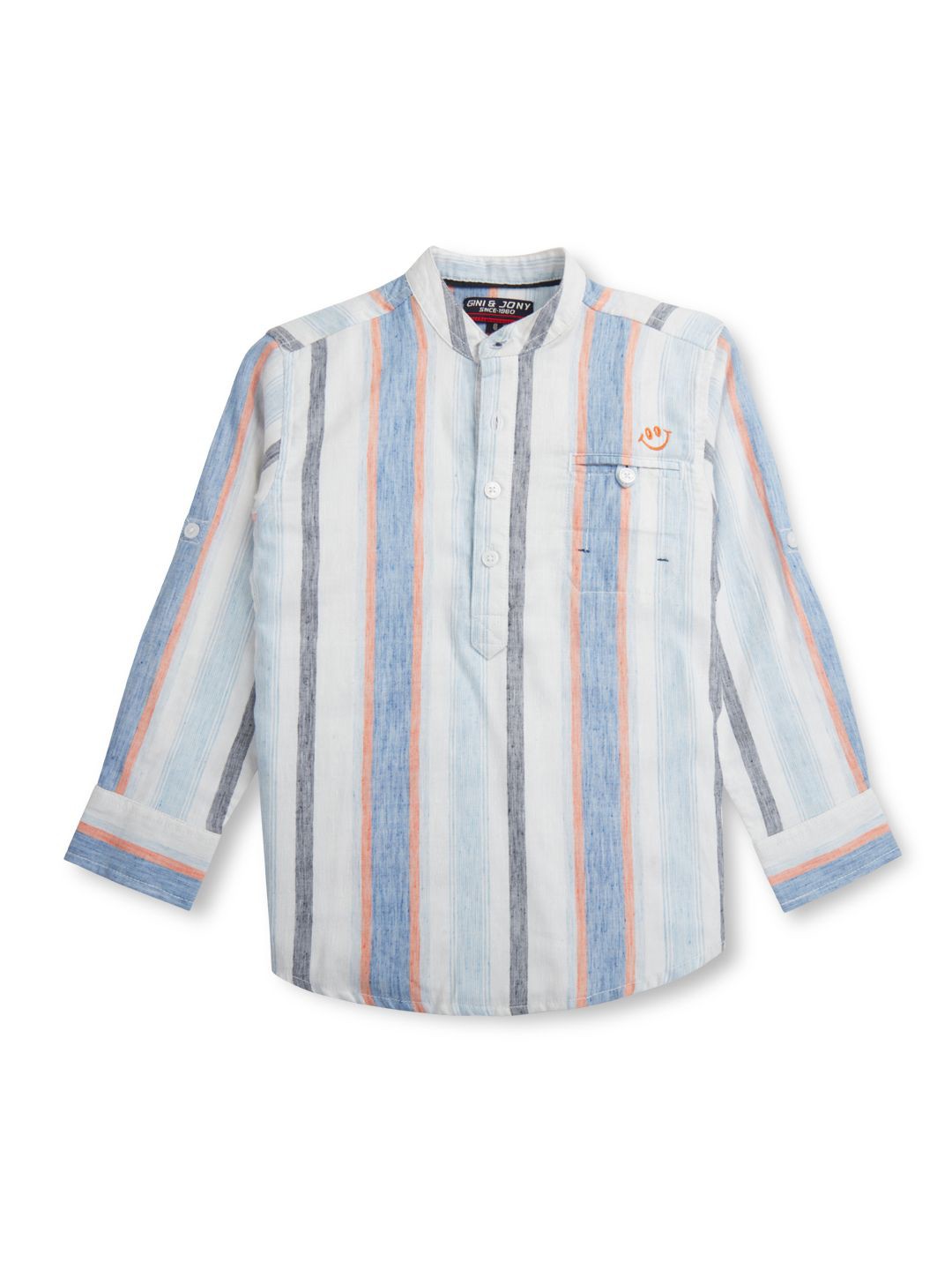 

Gini and Jony Boys Standard Opaque Striped Casual Shirt, White