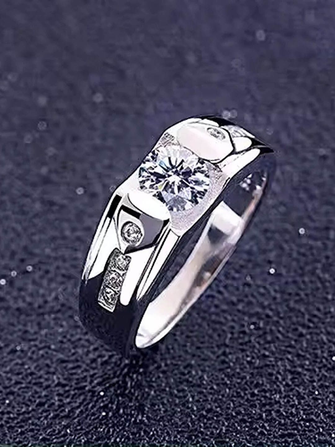 

Lila Men Sterling Silver AD Stone-studded Adjustable Ring