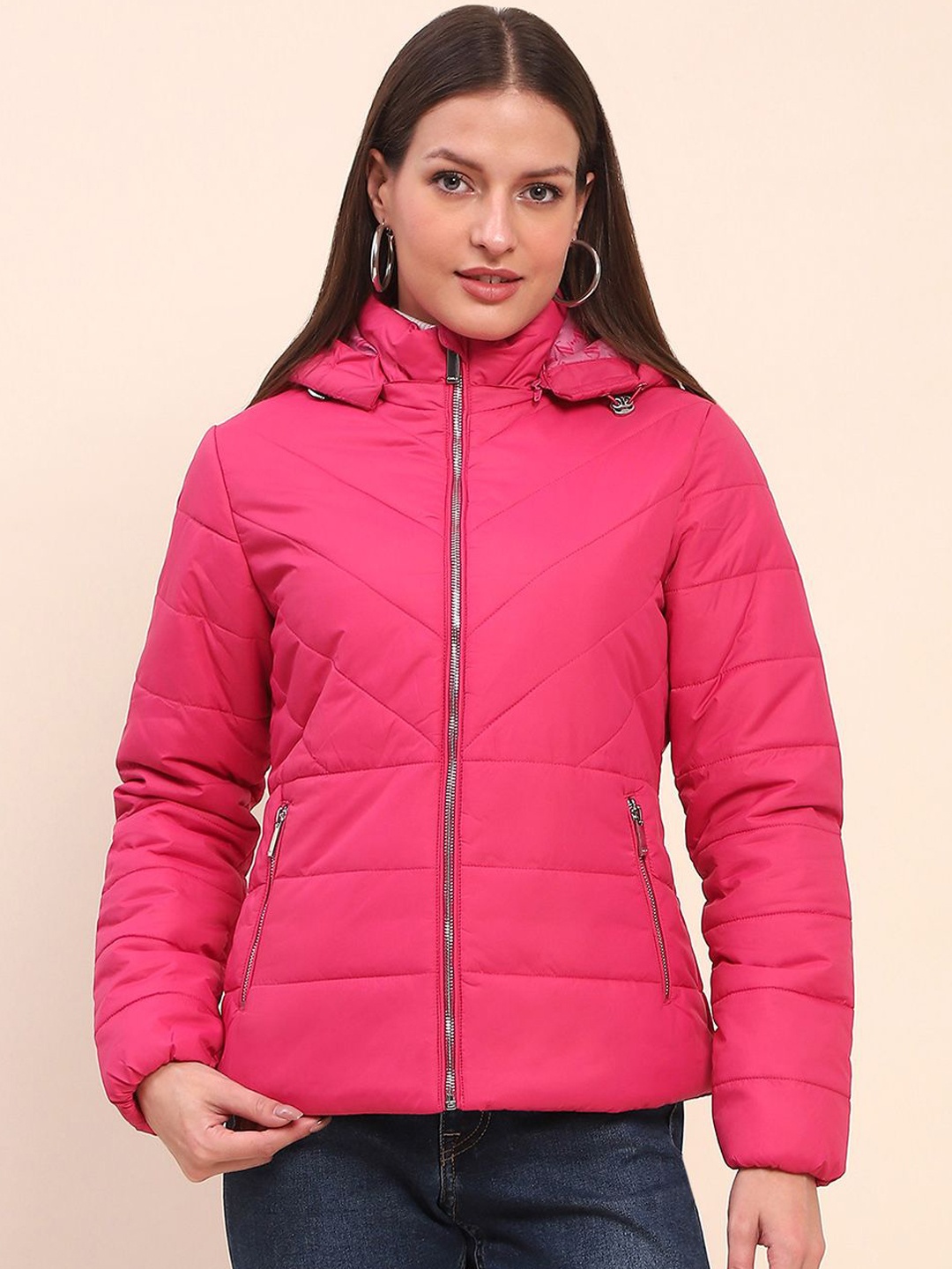 

CAMLA Women Polyester Padded Jacket, Pink