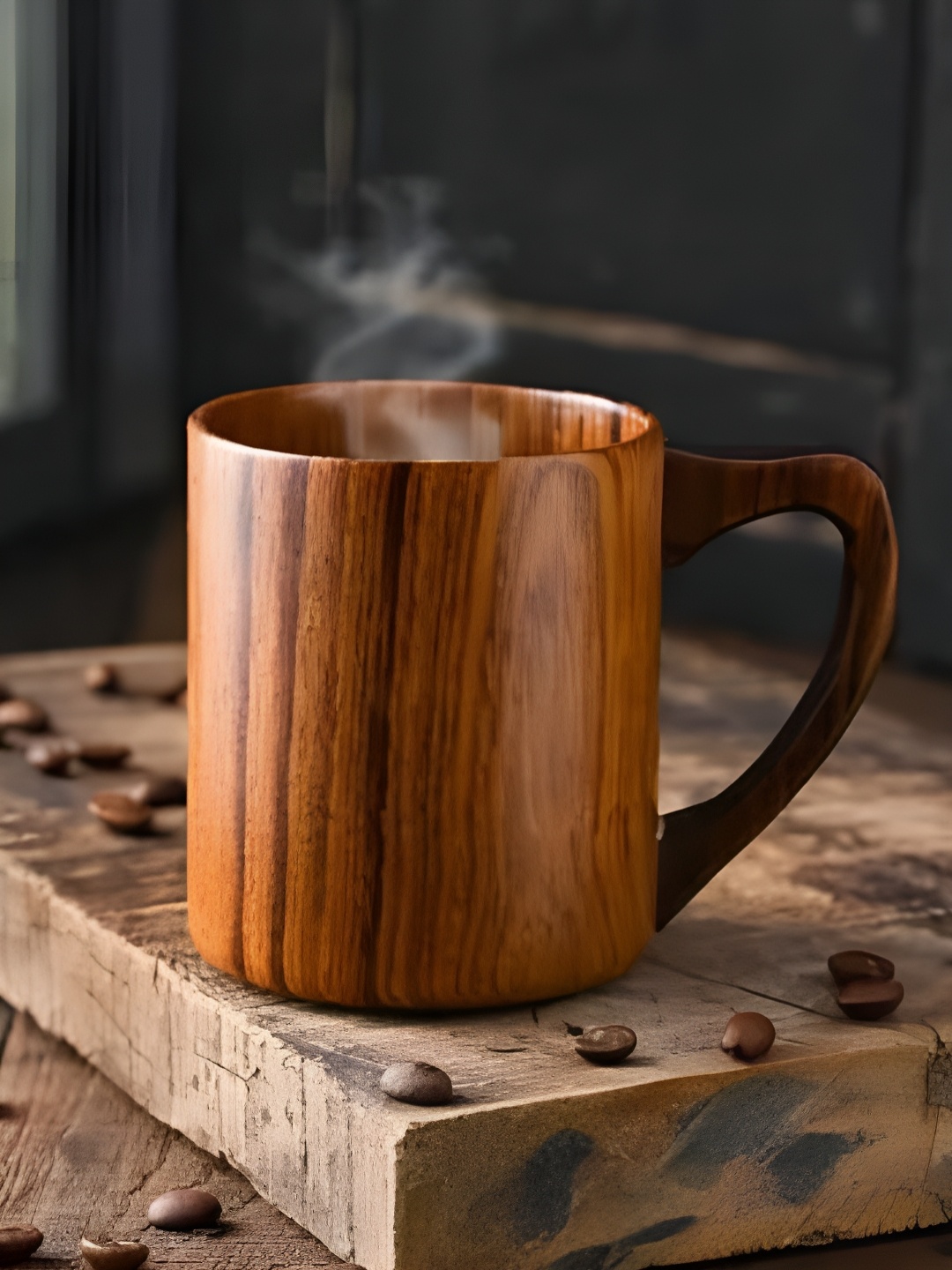 

The Brand Barrel Brown Bohemian Textured Wood Matte Mugs Set of Cups and Mugs