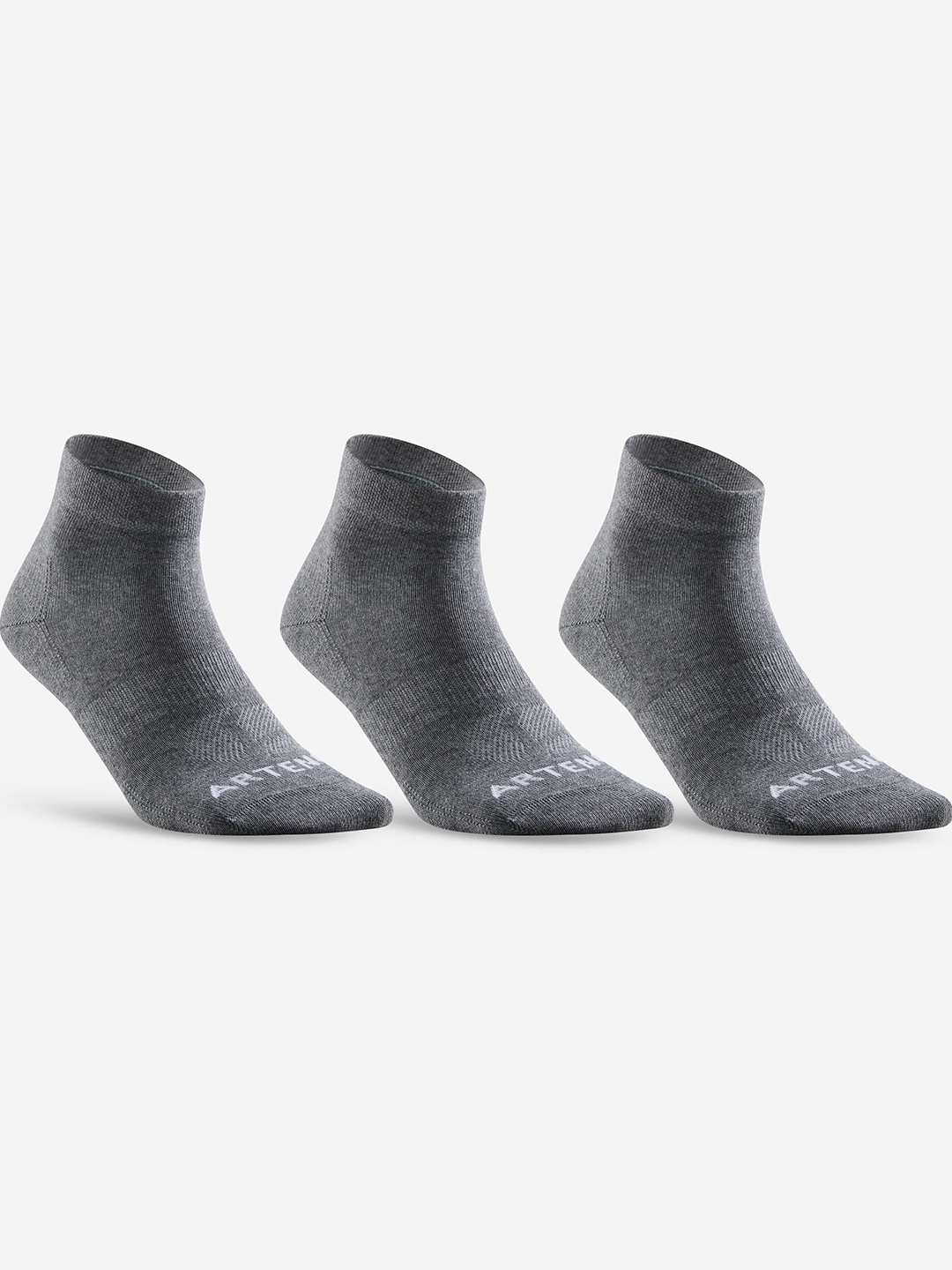 

Artengo By Decathlon Men Pack Of 3 Cotton Above Ankle-Length Sports Socks, Grey