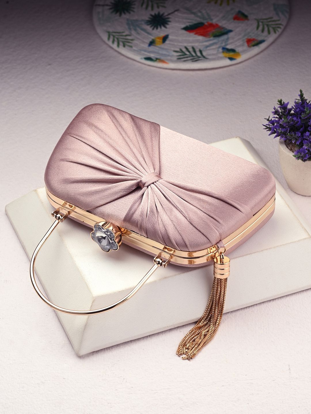 

DressBerry Embellished Box Clutch, Pink