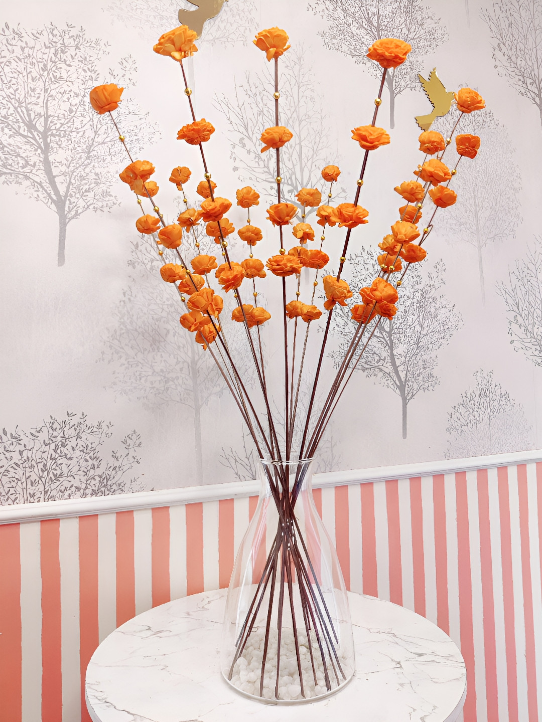 

Myntra Elegant Homes Gold-Toned 1 Bunch Zinnia Artificial Flower