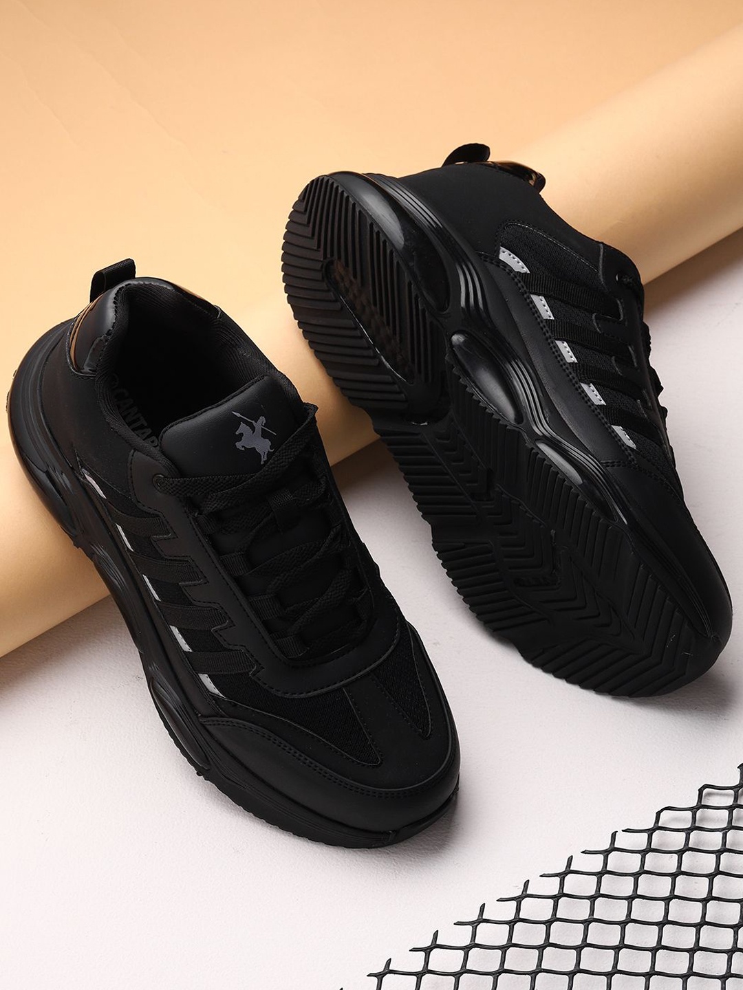 

Cantabil Men Lace-Ups Running Sports Shoes, Black