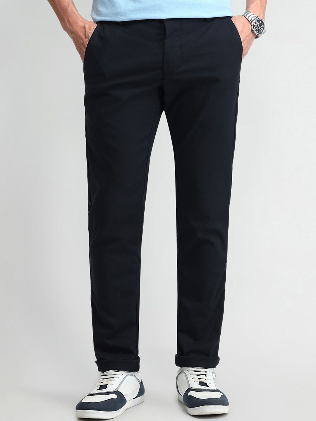 

Arrow Sport Men Urban Slim Mid-Rise Chinos, Navy blue